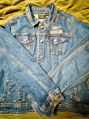 Harley-Davidson Denim Jacket with Red, White and blue Eagle